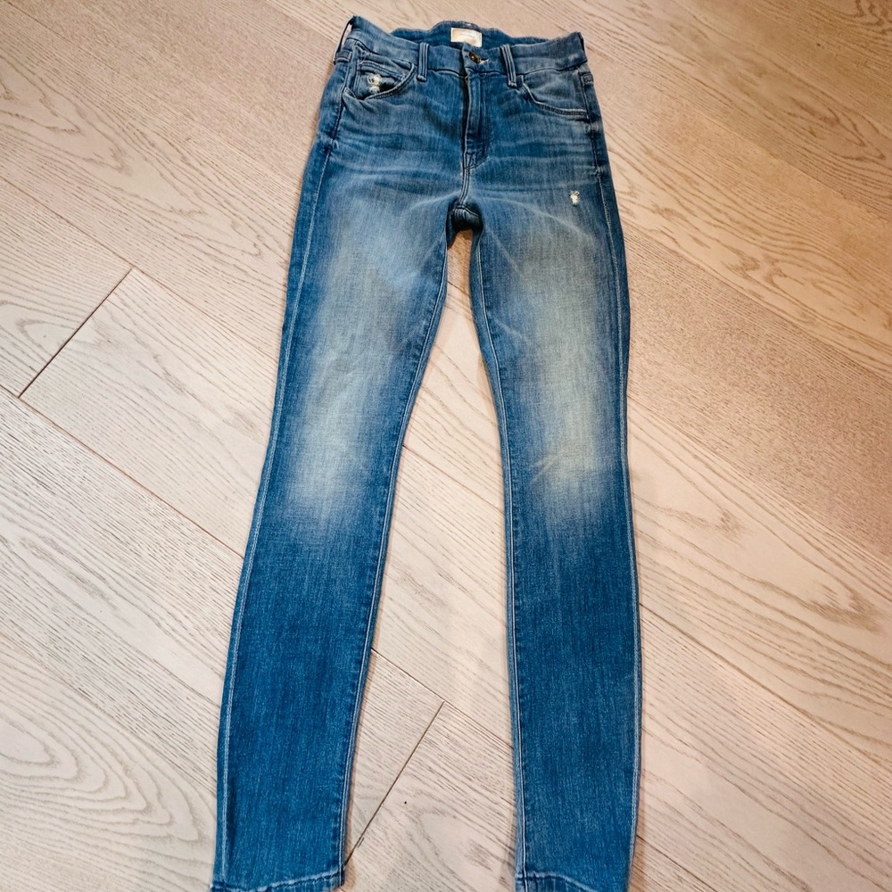 MOTHER Slim Skinny Jean in Medium Blue Wash